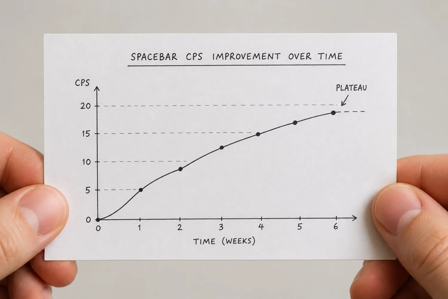 Spacebar CPS improvement over time, realistic training curve