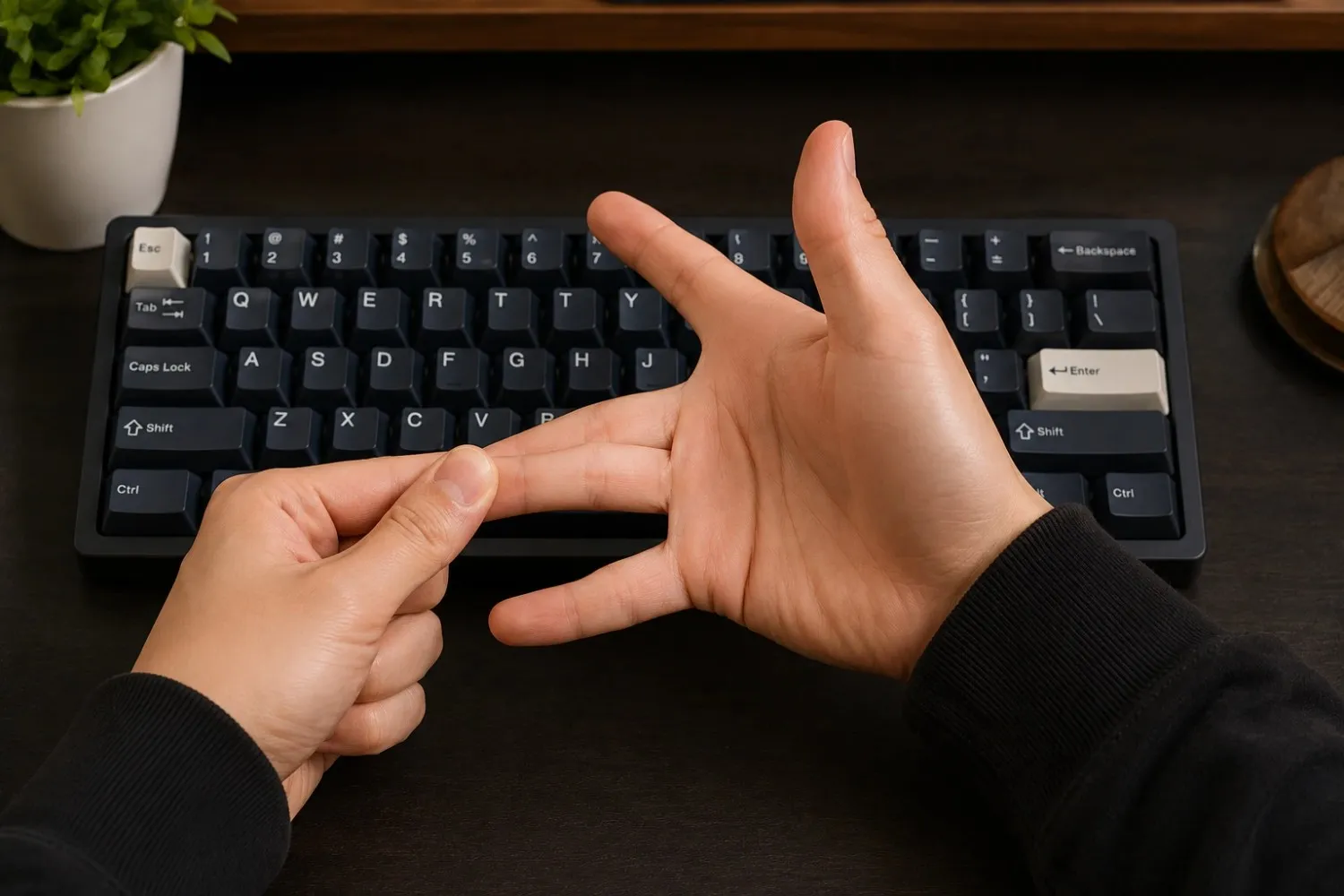 Finger warm-up exercises before a spacebar clicking session