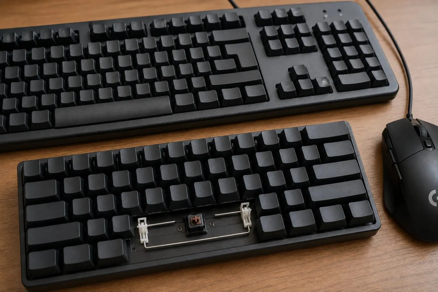 Membrane vs mechanical keyboard spacebar comparison, stabiliser and switch type affect CPS ceiling